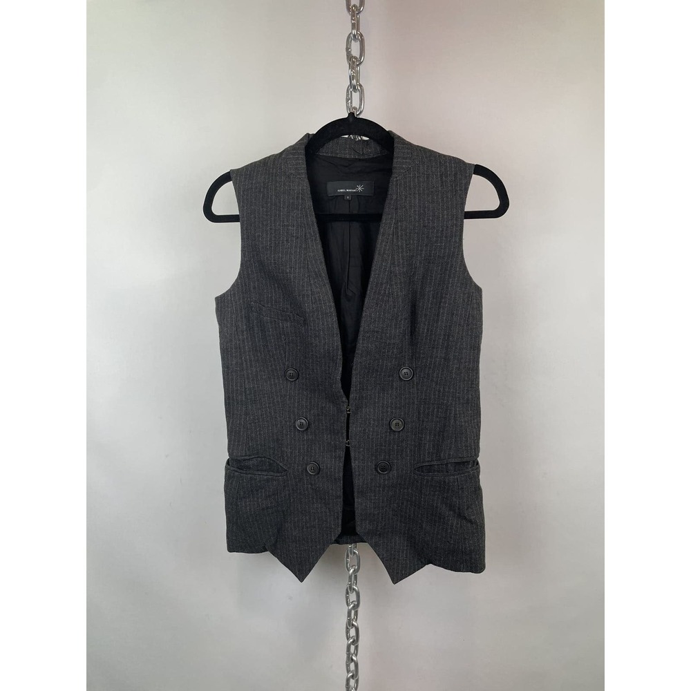 Isabel Marant Grey Pinstripe Wool‎ Vest Size 1